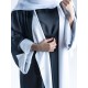 AM4001 Chiffon wrap abaya in black color, lined with white, with opening on the sleeves and the bottom corner for those who love elegance the headcover not included
