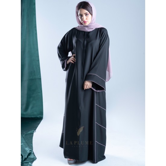 AM4002 Formal crepe abaya with colorful yarn embroidery on the sleeves and sides