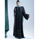 AM4003 Formal crepe abaya with embroidery  colored slit on the bottom corner 