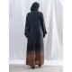 AM4014 Distinctive black abaya with brown, nada fabric, with collar neck the headcover not included