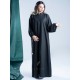 Formal closed crepe abaya with zipped side pockets with elastic sleeves AS1005