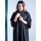 Formal closed crepe abaya with zipped side pockets with elastic sleeves AS1005