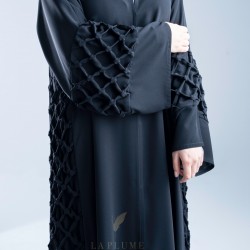 AS1008 modern crepe abaya with a new and unique design of its kind and attractive, It done with hand-stitched in a very carefully to suit you
