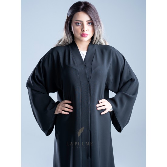 AS1010 Abaya with crepe fabric, original Japanese %100 plain, with a neck collar type v