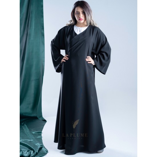 AS1011 Abaya with crepe fabric 100% original Japanese, elegant and classy design with belt with long sleeves