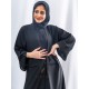 AS1017   Abaya characterized by its patterned fabric and comfortable feel with front pockets and the lock with six large buttons with a round neck the headcover not included