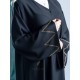 AK3001 hand work Abaya with golden lines on the edges of the sleeve and the bottom of the abaya with crepe fabric