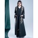 AK3003 Beautiful and practical abaya with pockets with golden hand work with white threads on the shoulders, sleeves and below the pockets in a crepe fabric