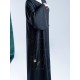 AK3007 A hand work abaya with light wavy lines, giving it a elegant look on the sides and sleeves, with a French crepe sleeve