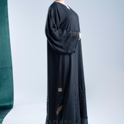 AK3009 Two layers Chiffon Abaya with hand work design that is attractive, modern and quiet