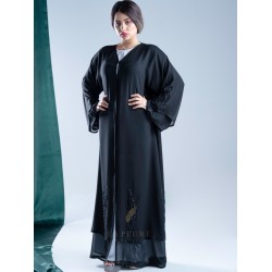 AK3009 Two layers Chiffon Abaya with hand work design that is attractive, modern and quiet