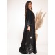 AK3016 Abaya with a crepe hand work in the form of leaves on the bottom corner and the sleeves with a round neck and a French sleeve